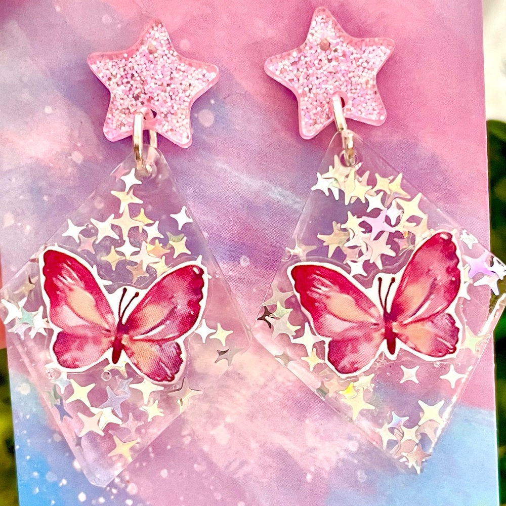 Butterfly Acrylic Dangle Earrings